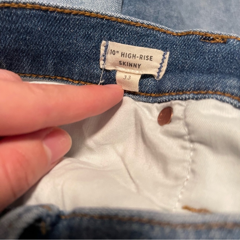 Madewell 10" High-Rise Skinny Jeans Raw Hem Button Fly Size 33 - Picture 5 of 5